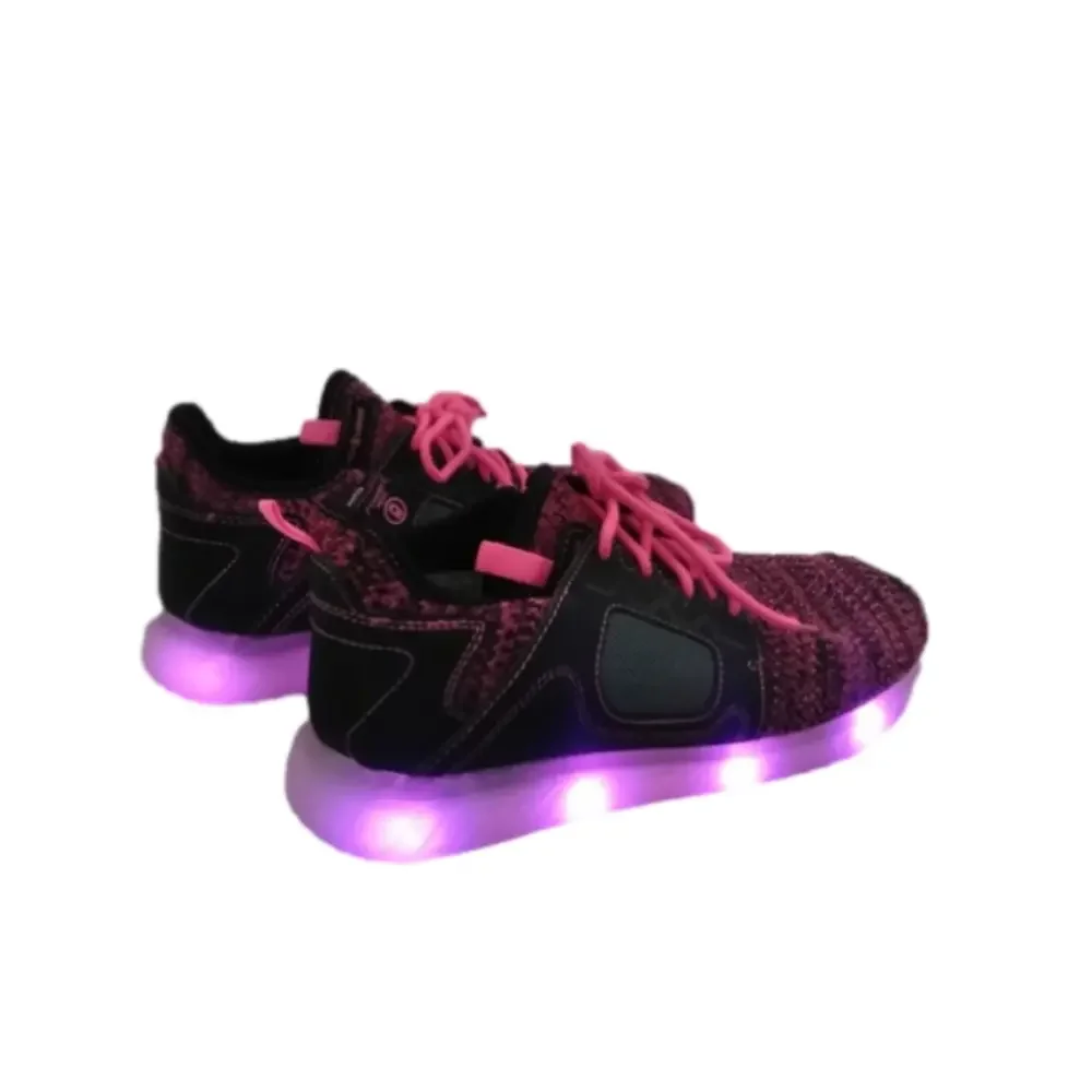 Flash Lights LED Light-Up Rechargeable Sneakers - Pink, Green, & Blue - Size 6